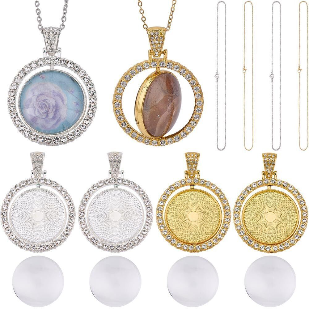 8415 1 Box 24Pcs Rhinestone Trays Pendant 25mm Bezel Pendant Trays
